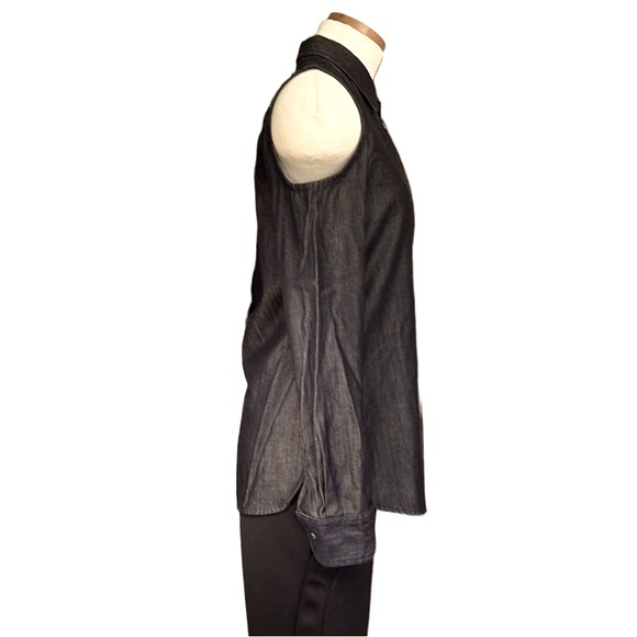 AG Adriano Goldschmied Button Down Cold Shoulder Long Sleeve, Dark Denim, Medium - Picture 7 of 11